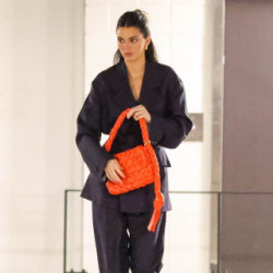 Kendall Jenner z czerwoną torebką